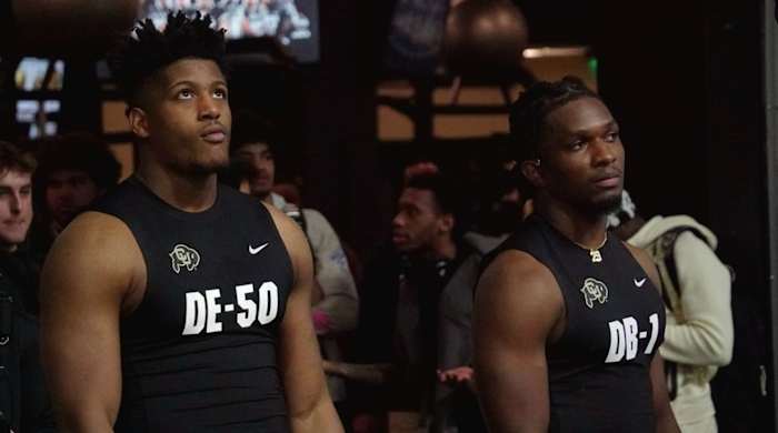 Jordan Domineck and Rodrick Ward at CU Pro Day